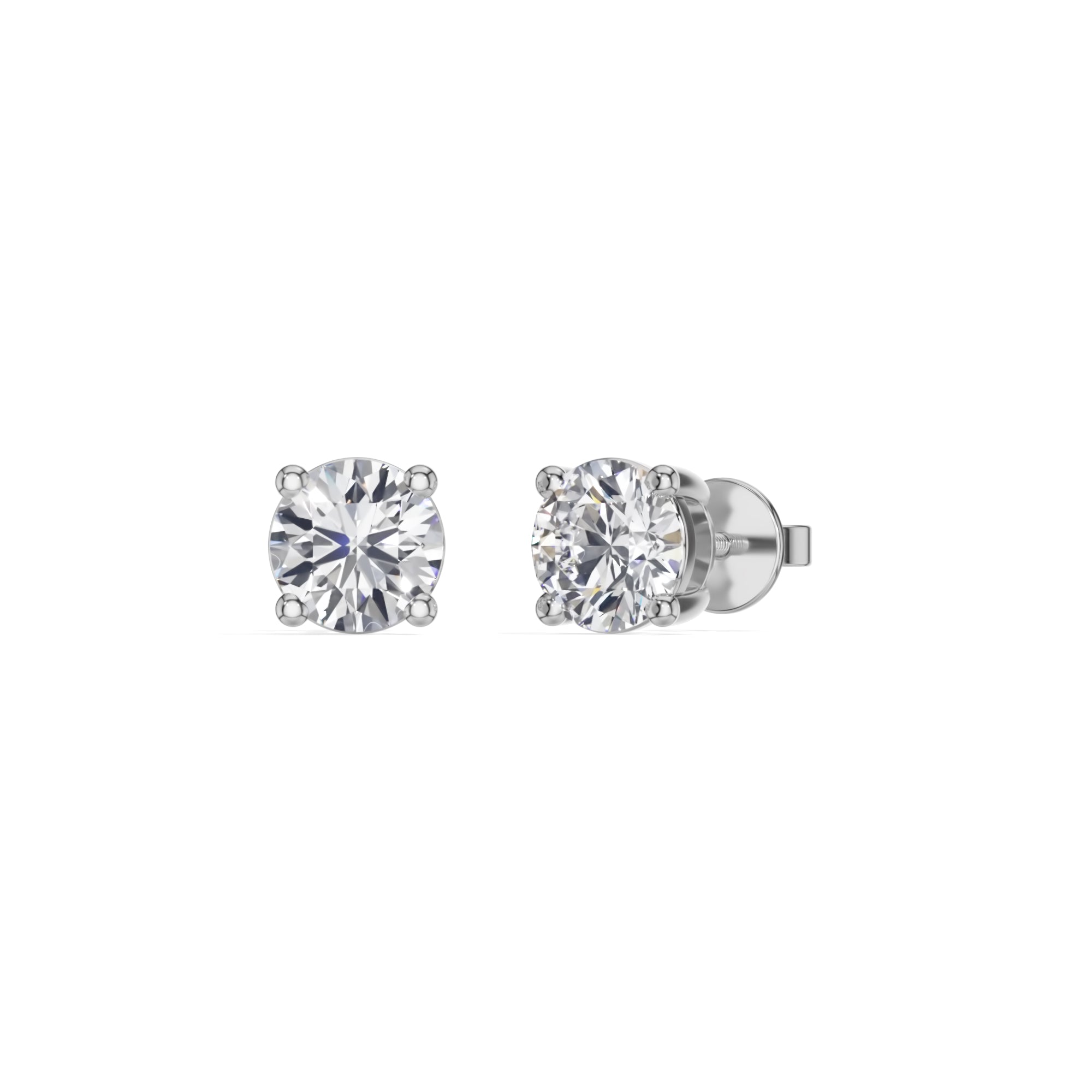 White Gold 1 50Ct Solitaire Stud Round Lab Grown Diamond Qyrelle Earring
