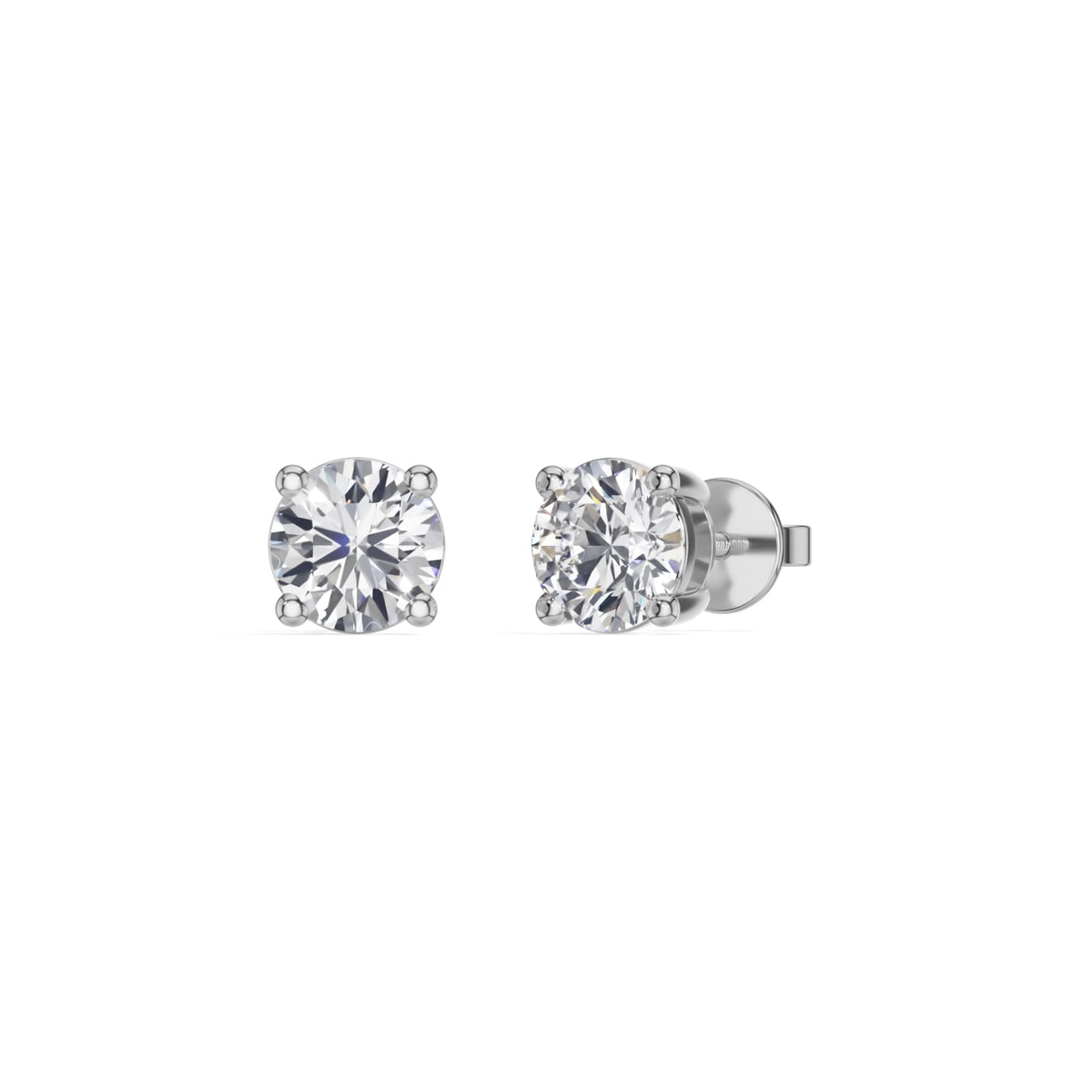 White Gold 1 50Ct Solitaire Stud Round Lab Grown Diamond Qyrelle Earring