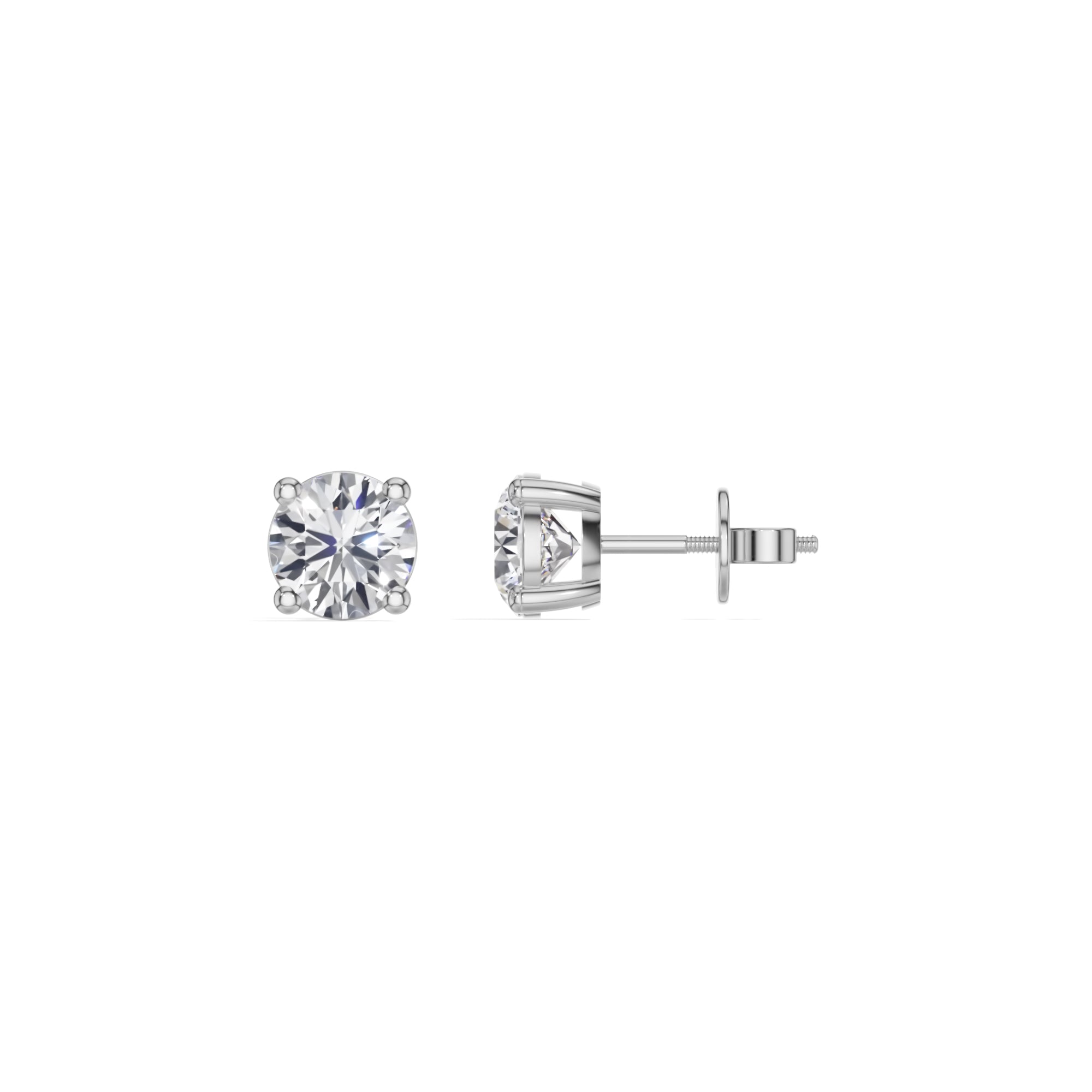 White Gold 1 50Ct Solitaire Stud Round Lab Grown Diamond Qyrelle Earring