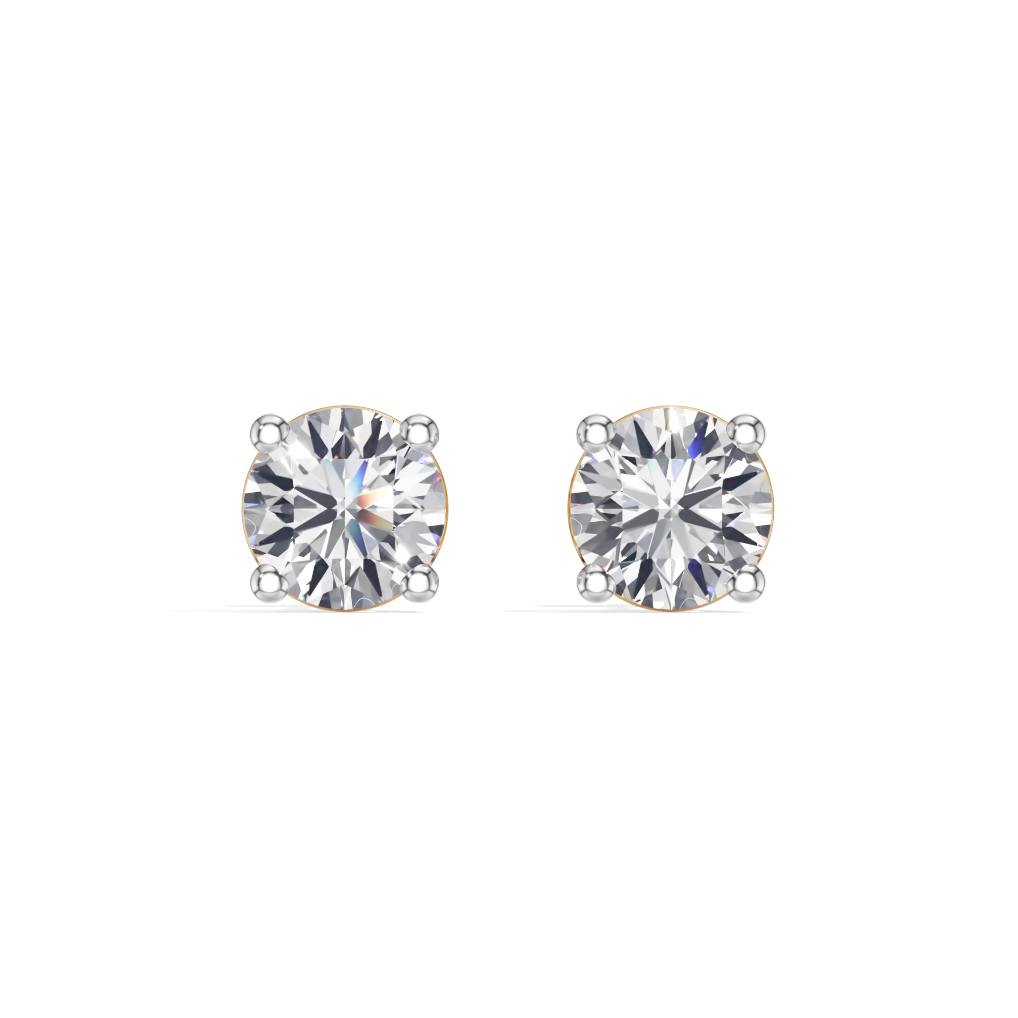 Yellow Gold 1 50Ct Solitaire Stud Round Lab Grown Diamond Qyrelle Earring