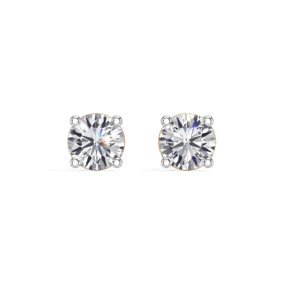 Yellow Gold 1 50Ct Solitaire Stud Round Lab Grown Diamond Qyrelle Earring