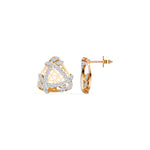 Rose Gold Geometric Floral Pave Design Round Lab Grown Diamond Zyara Earring