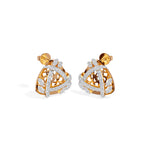 Rose Gold Geometric Floral Pave Design Round Lab Grown Diamond Zyara Earring