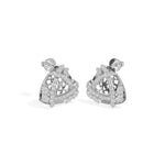 White Gold Geometric Floral Pave Design Round Lab Grown Diamond Zyara Earring
