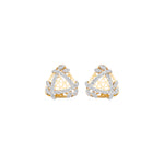 Yellow Gold Geometric Floral Pave Design Round Lab Grown Diamond Zyara Earring