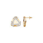 Yellow Gold Geometric Floral Pave Design Round Lab Grown Diamond Zyara Earring