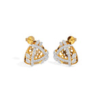 Yellow Gold Geometric Floral Pave Design Round Lab Grown Diamond Zyara Earring