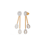 Rose Gold 2Ct Floral Halo Tassel Drop Design Round Lab Grown Diamond Zalara Earring