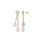 Rose Gold 2Ct Floral Halo Tassel Drop Design Round Lab Grown Diamond Zalara Earring