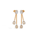 Rose Gold 2Ct Floral Halo Tassel Drop Design Round Lab Grown Diamond Zalara Earring