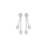 White Gold 2Ct Floral Halo Tassel Drop Design Round Lab Grown Diamond Zalara Earring