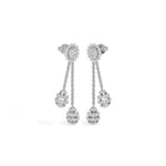 White Gold 2Ct Floral Halo Tassel Drop Design Round Lab Grown Diamond Zalara Earring