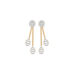 Yellow Gold 2Ct Floral Halo Tassel Drop Design Round Lab Grown Diamond Zalara Earring