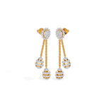 Yellow Gold 2Ct Floral Halo Tassel Drop Design Round Lab Grown Diamond Zalara Earring
