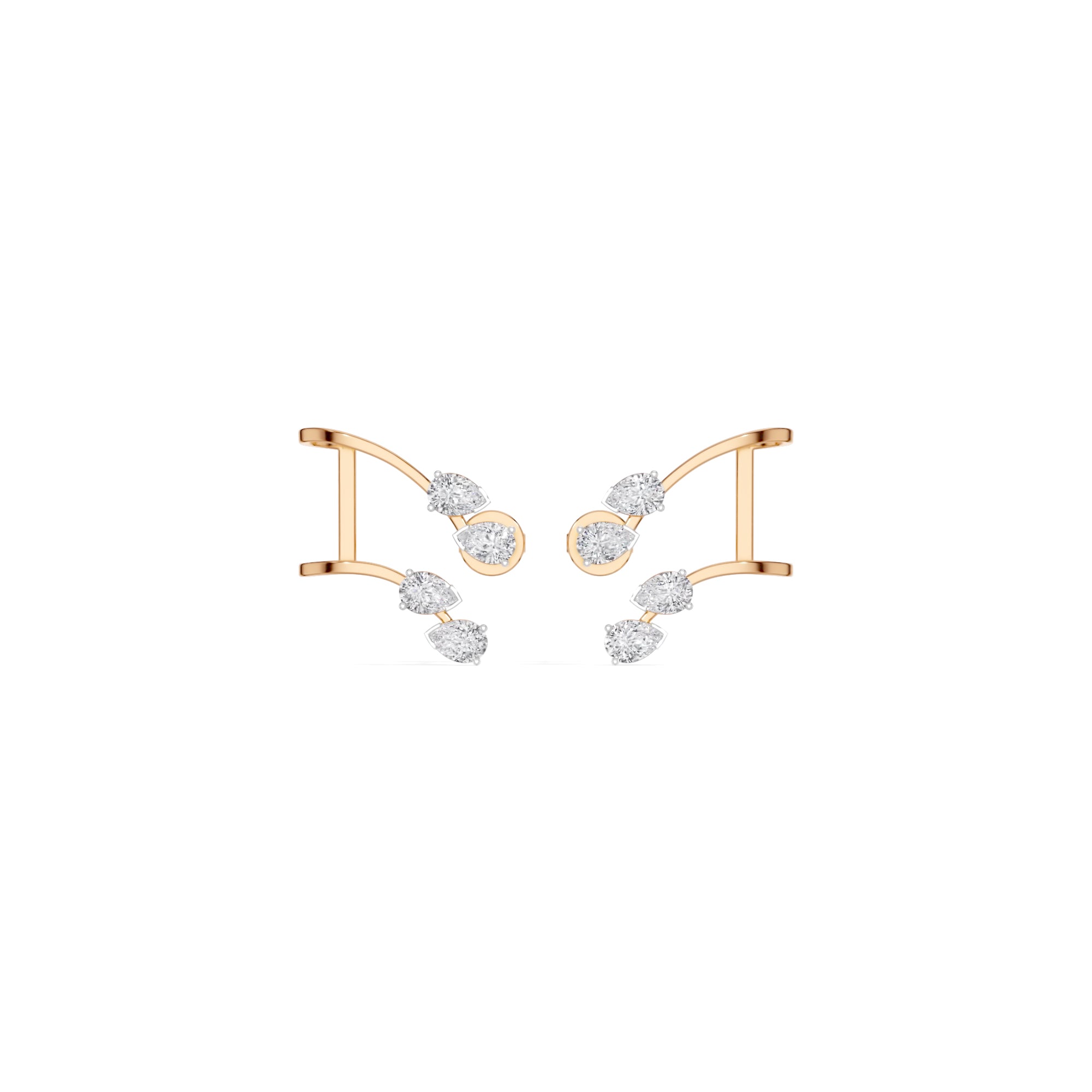 Rose Gold 1Ct Pear Climber Vine Design Lab Grown Diamond Kelora Earring