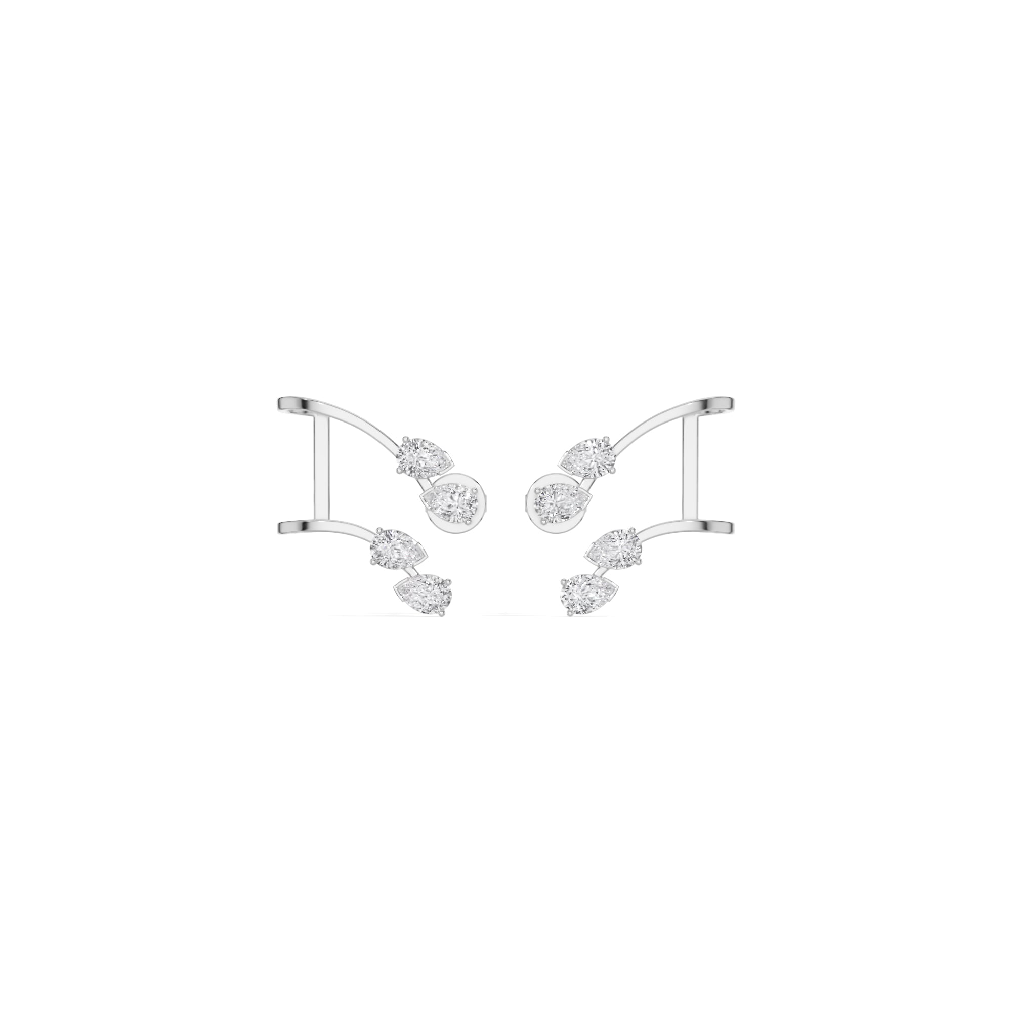 White Gold 1Ct Pear Climber Vine Design Lab Grown Diamond Kelora Earring