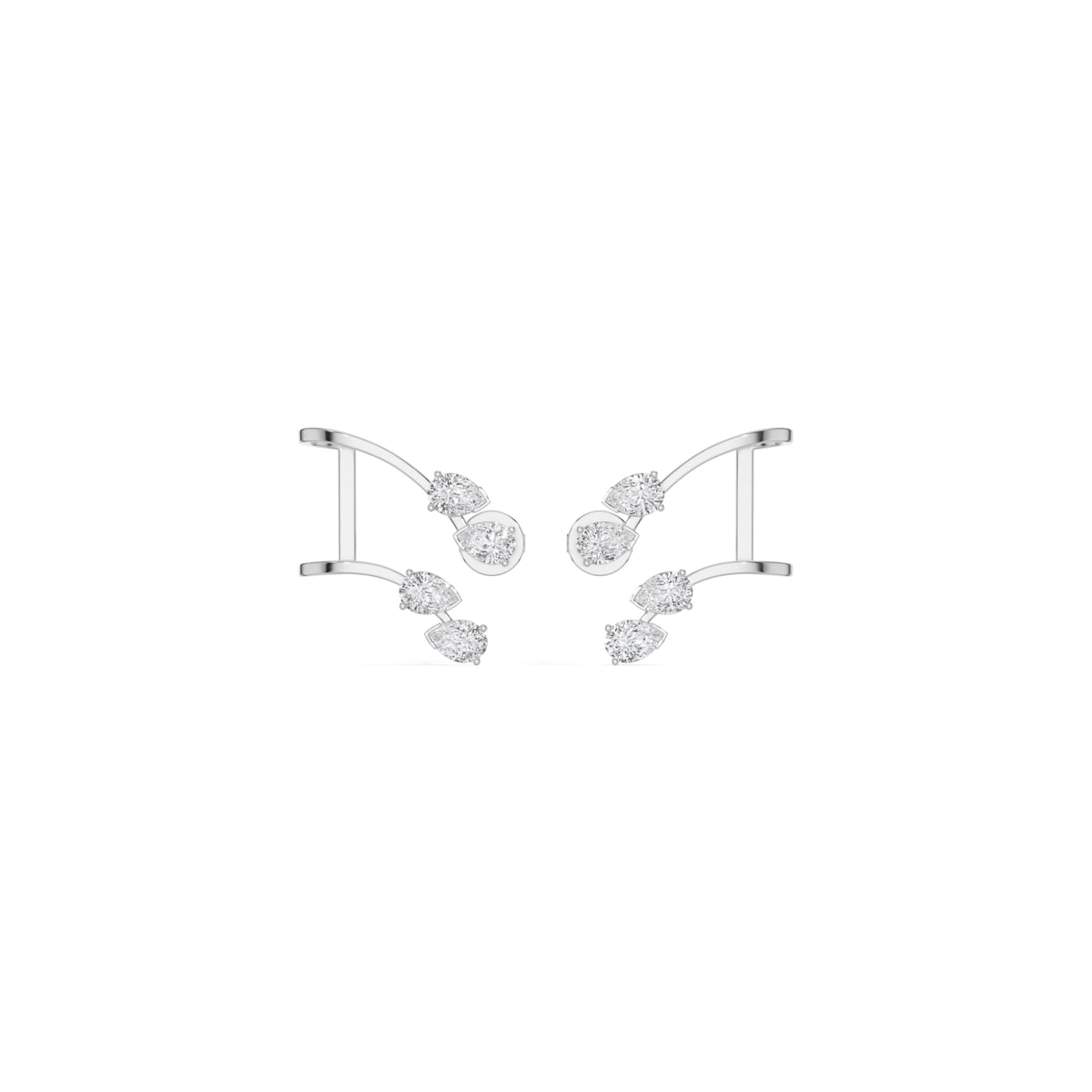 White Gold 1Ct Pear Climber Vine Design Lab Grown Diamond Kelora Earring