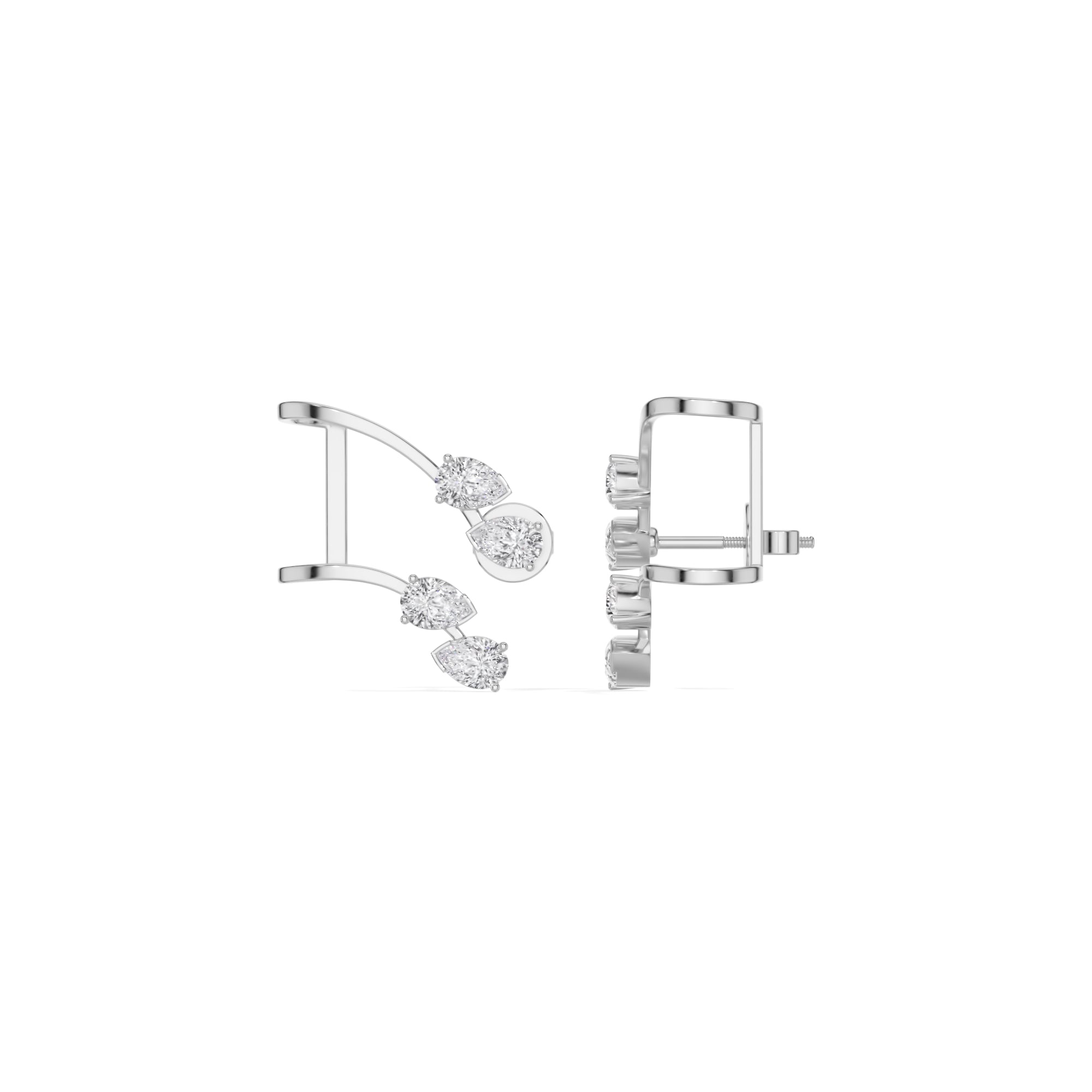 White Gold 1Ct Pear Climber Vine Design Lab Grown Diamond Kelora Earring