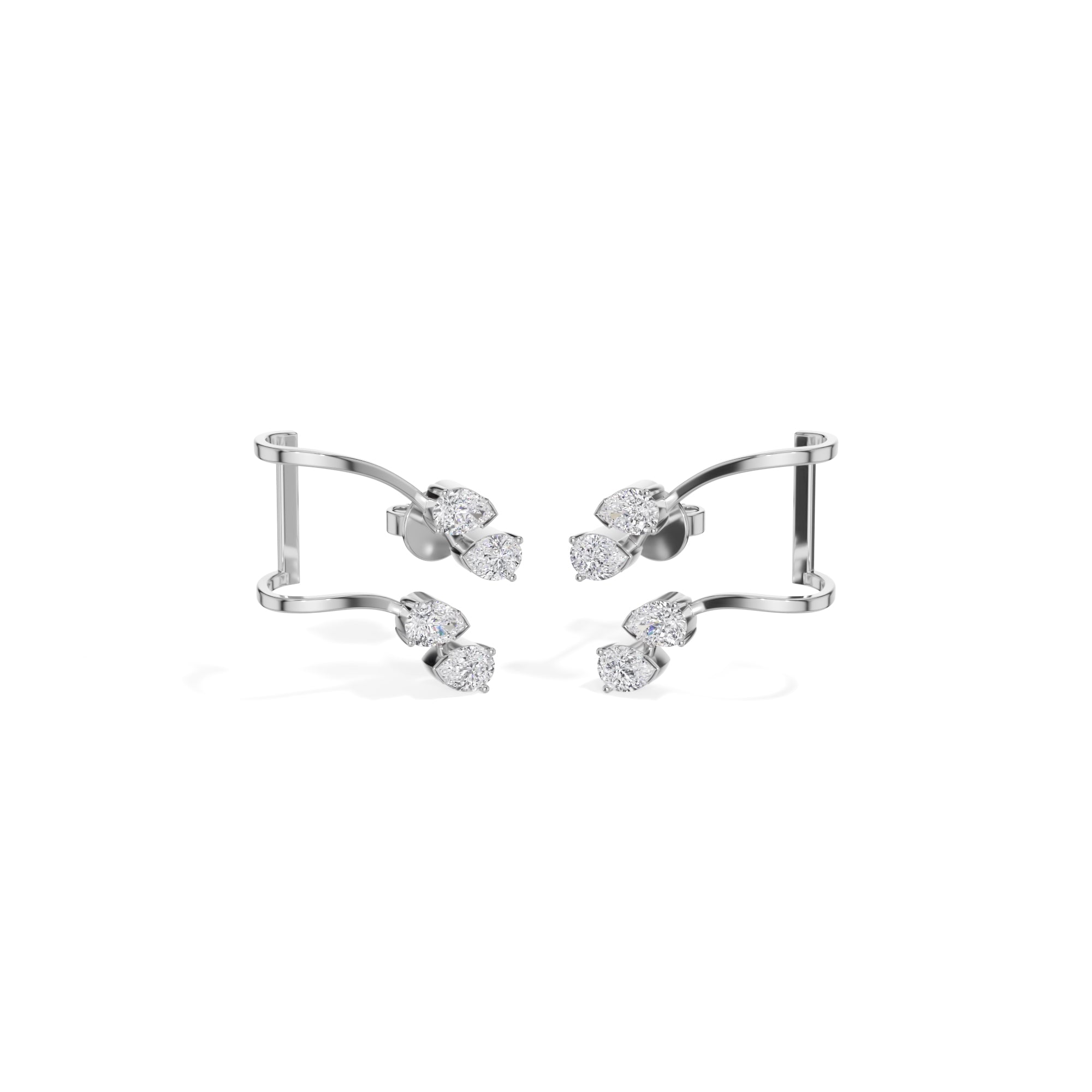 White Gold 1Ct Pear Climber Vine Design Lab Grown Diamond Kelora Earring