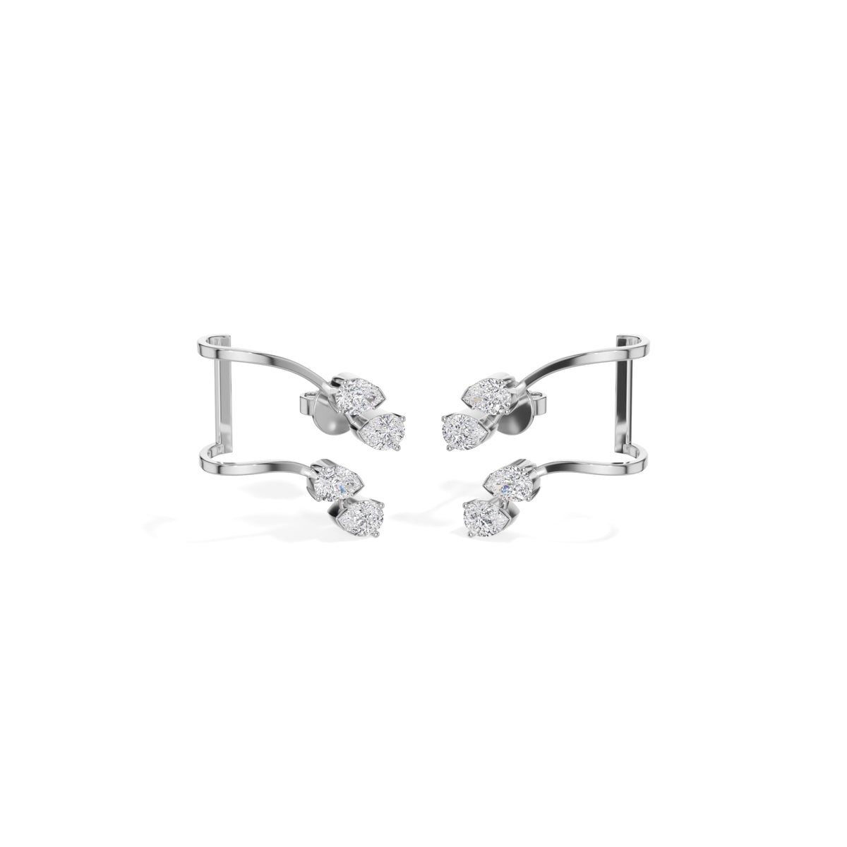 White Gold 1Ct Pear Climber Vine Design Lab Grown Diamond Kelora Earring