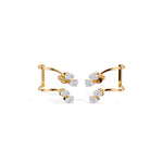 Yellow Gold 1Ct Pear Climber Vine Design Lab Grown Diamond Kelora Earring