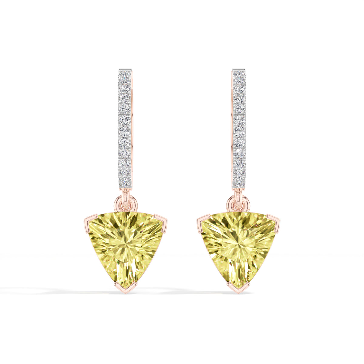 Rose Gold 3Ct Trillion Drop Bar Lab Grown Diamond Xavieal Earring
