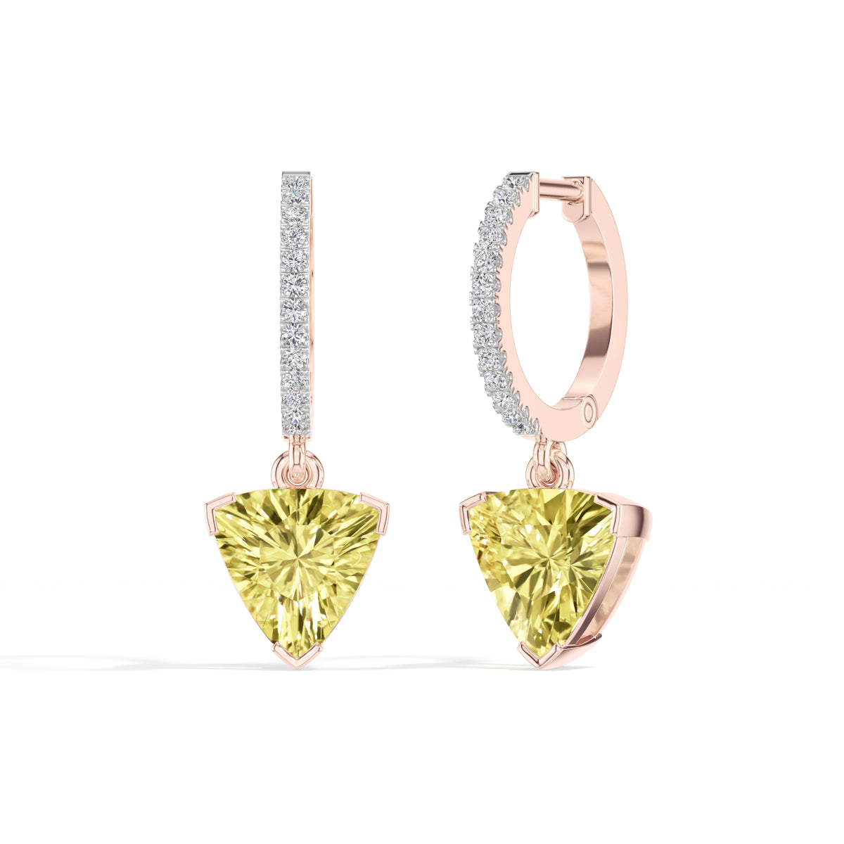 Rose Gold 3Ct Trillion Drop Bar Lab Grown Diamond Xavieal Earring