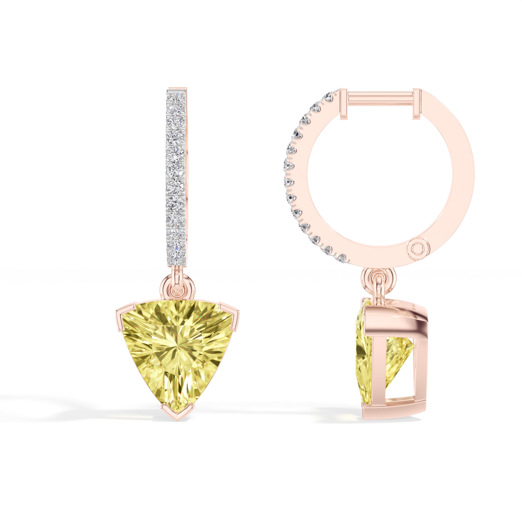 Rose Gold 3Ct Trillion Drop Bar Lab Grown Diamond Xavieal Earring