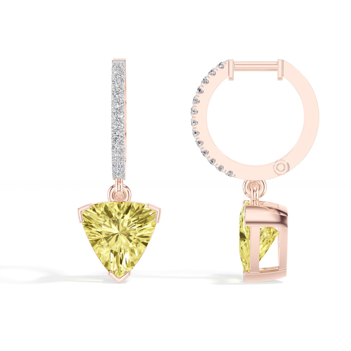 Rose Gold 3Ct Trillion Drop Bar Lab Grown Diamond Xavieal Earring