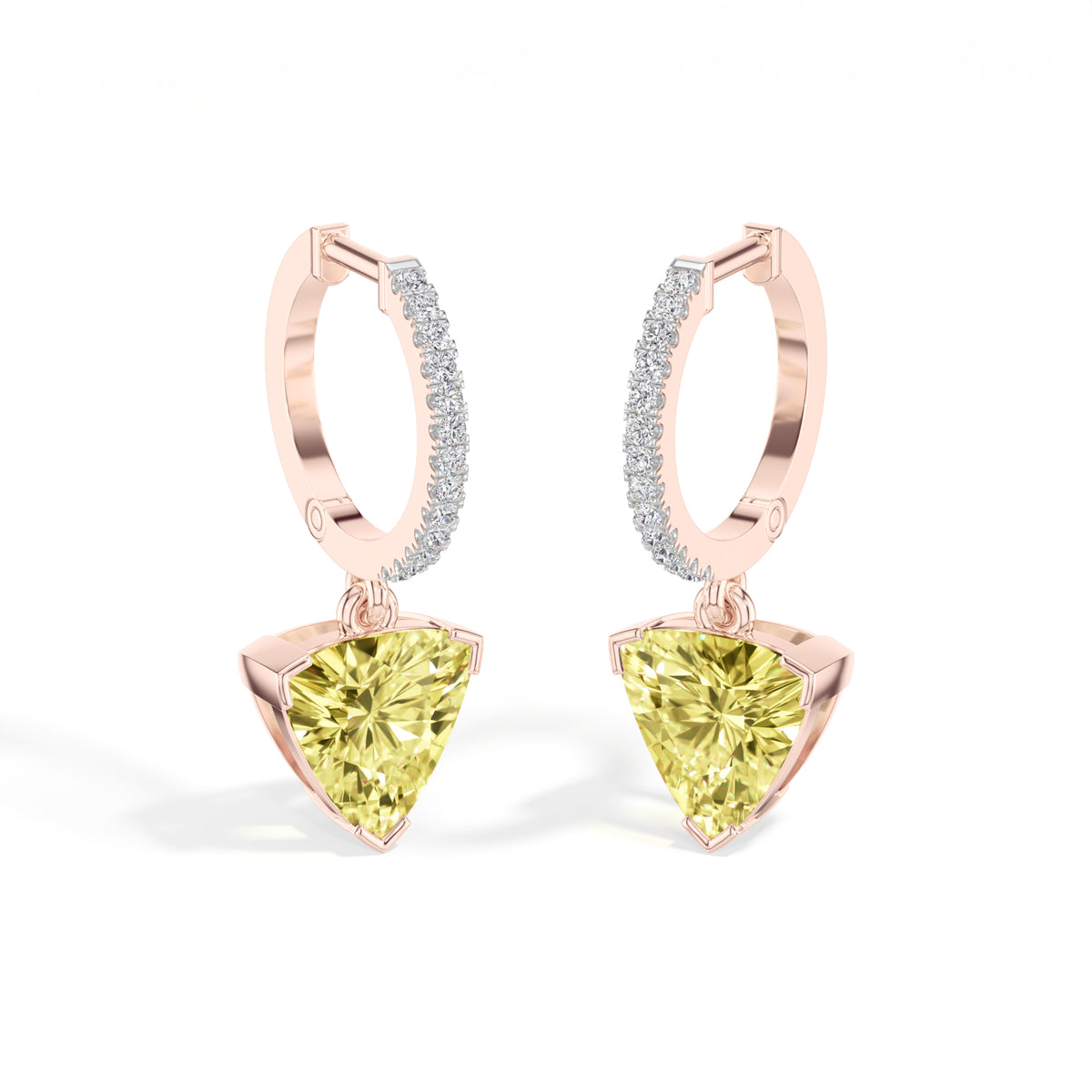 Rose Gold 3Ct Trillion Drop Bar Lab Grown Diamond Xavieal Earring