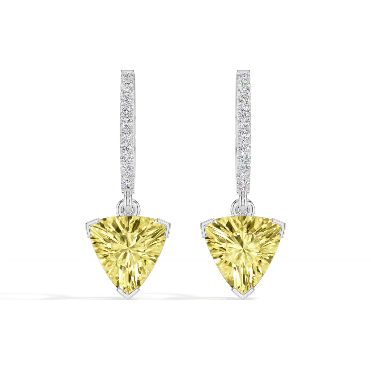 White Gold 3Ct Trillion Drop Bar Lab Grown Diamond Xavieal Earring