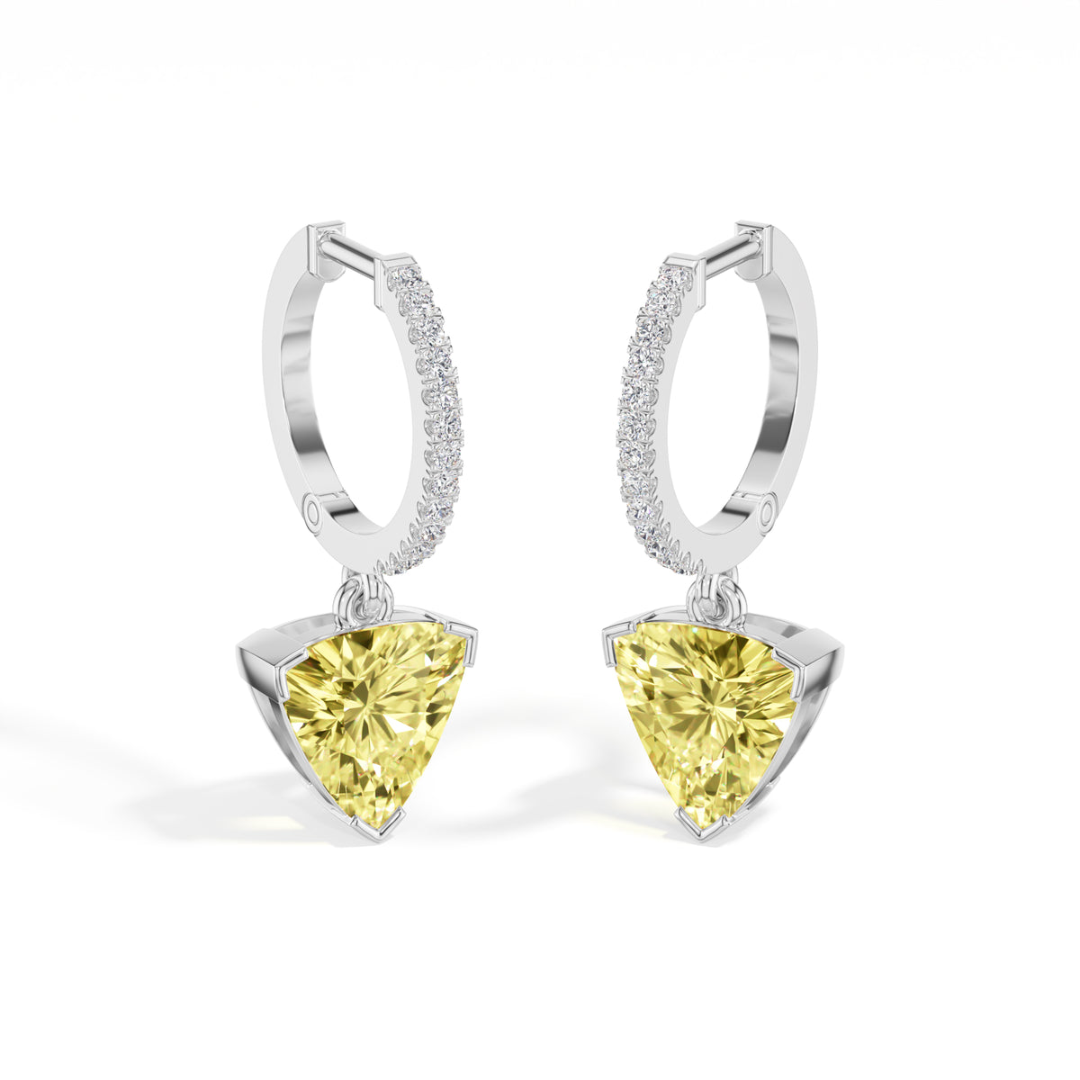 White Gold 3Ct Trillion Drop Bar Lab Grown Diamond Xavieal Earring