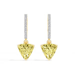 Yellow Gold 3Ct Trillion Drop Bar Lab Grown Diamond Xavieal Earring
