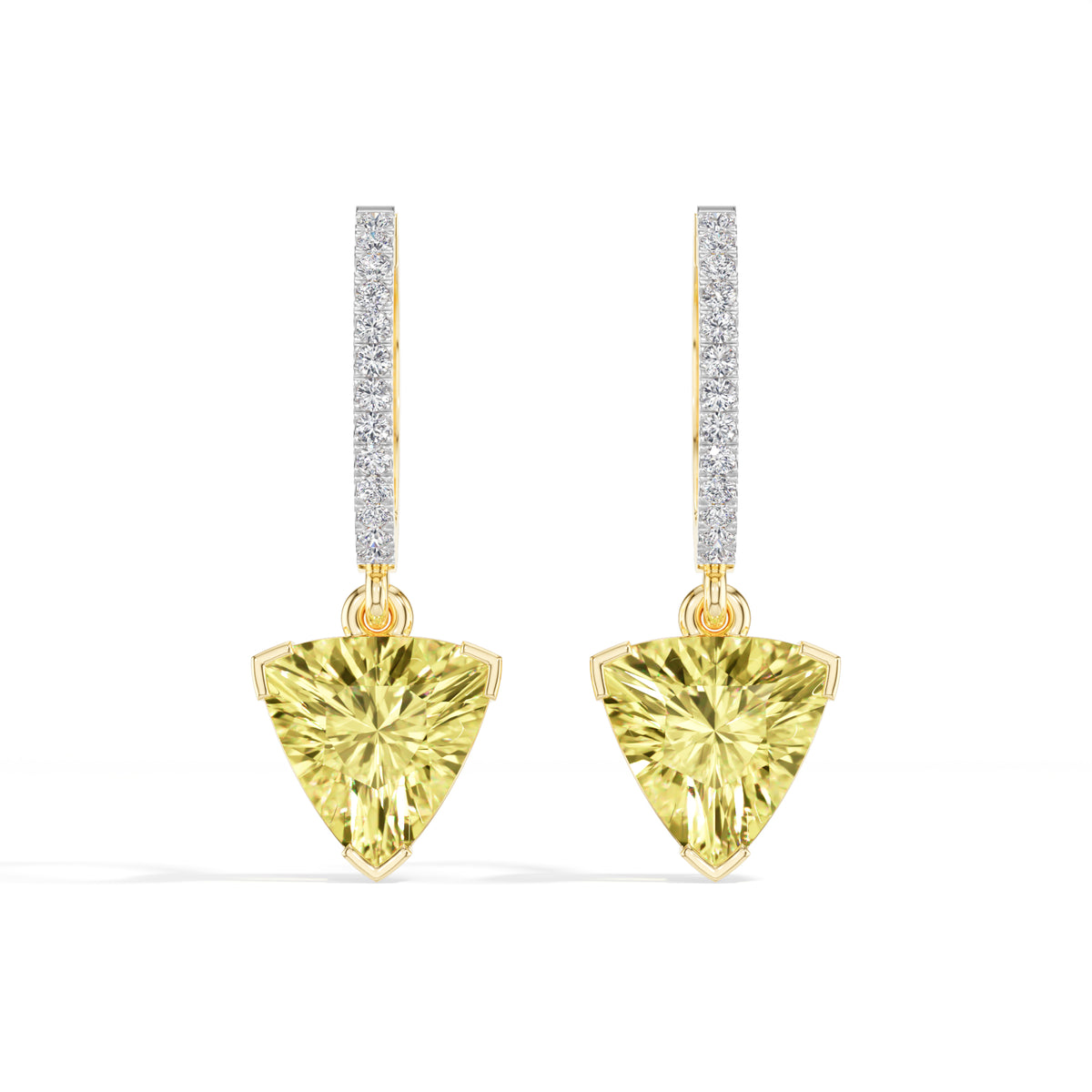Yellow Gold 3Ct Trillion Drop Bar Lab Grown Diamond Xavieal Earring