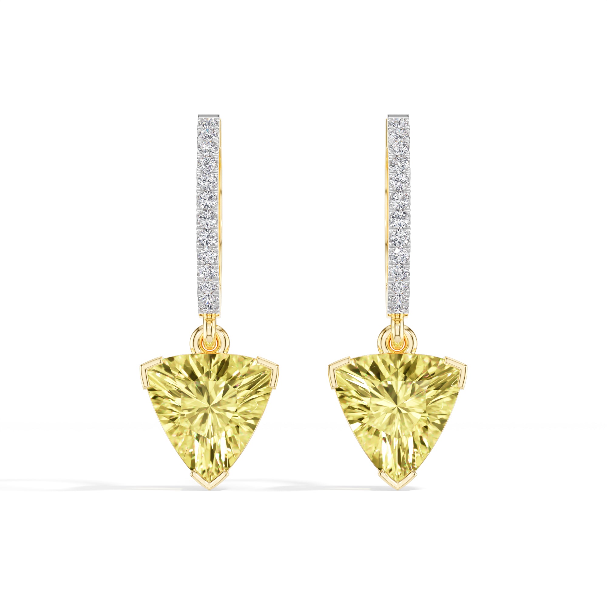 Yellow Gold 3Ct Trillion Drop Bar Lab Grown Diamond Xavieal Earring