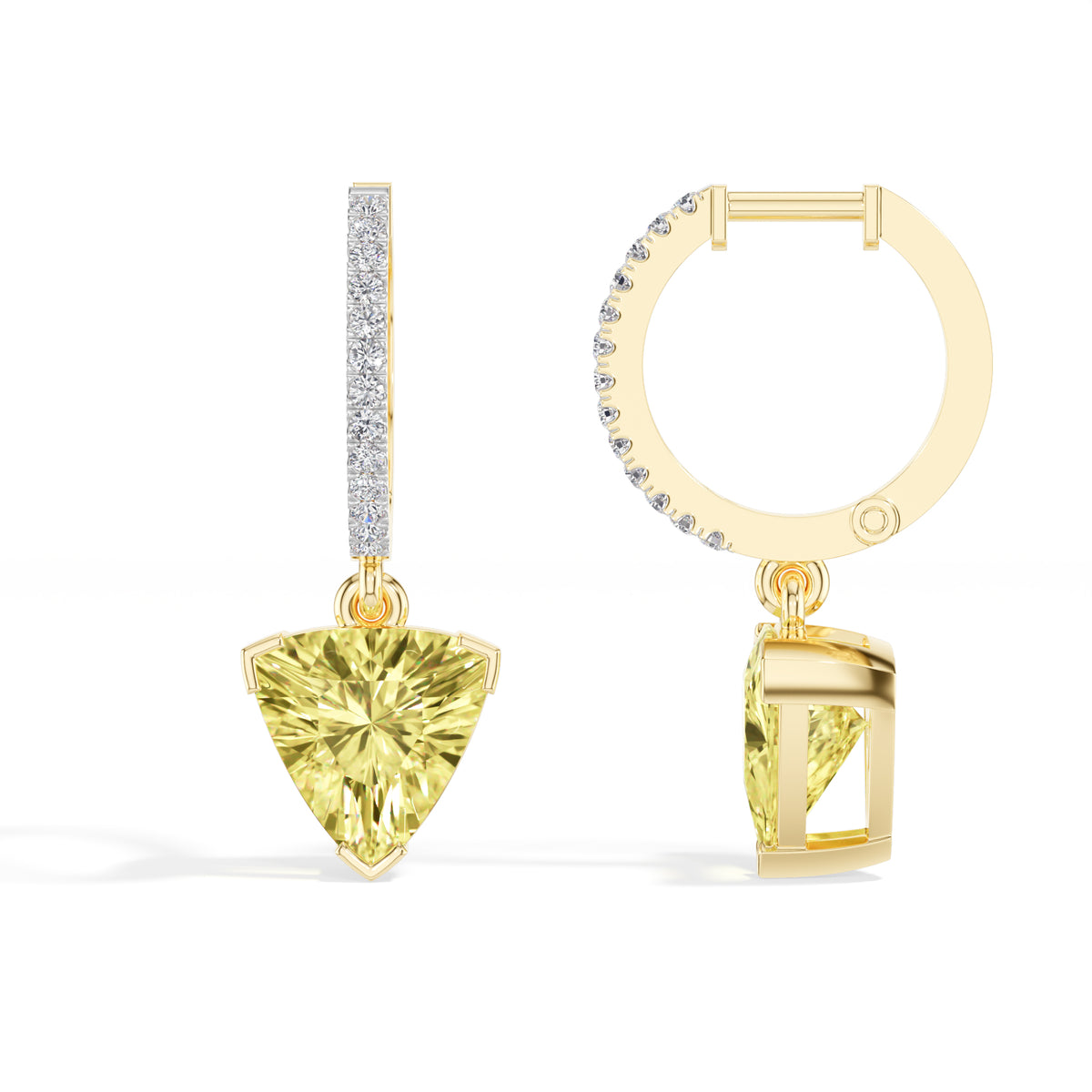 Yellow Gold 3Ct Trillion Drop Bar Lab Grown Diamond Xavieal Earring