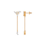 Rose Gold Floral Cluster Chain Drop Design Round Lab Grown Diamond Myrix Earring
