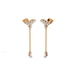 Rose Gold Floral Cluster Chain Drop Design Round Lab Grown Diamond Myrix Earring