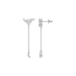 White Gold Floral Cluster Chain Drop Design Round Lab Grown Diamond Myrix Earring