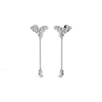 White Gold Floral Cluster Chain Drop Design Round Lab Grown Diamond Myrix Earring