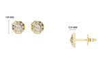 Cosmos Studs Round Lab Grown Diamond Full Pave Domed Octagon