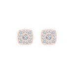 Cushion Studs Round Lab Grown Diamond Cushion Concentric Pave Beaded