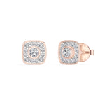 Cushion Studs Round Lab Grown Diamond Cushion Concentric Pave Beaded