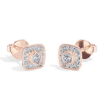 Cushion Studs Round Lab Grown Diamond Cushion Concentric Pave Beaded