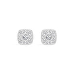 Cushion Studs Round Lab Grown Diamond Cushion Concentric Pave Beaded