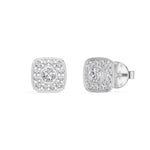 Cushion Studs Round Lab Grown Diamond Cushion Concentric Pave Beaded