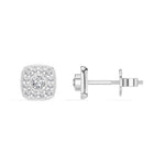Cushion Studs Round Lab Grown Diamond Cushion Concentric Pave Beaded