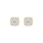 Cushion Studs Round Lab Grown Diamond Cushion Concentric Pave Beaded
