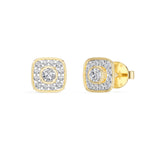 Cushion Studs Round Lab Grown Diamond Cushion Concentric Pave Beaded