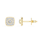 Cushion Studs Round Lab Grown Diamond Cushion Concentric Pave Beaded